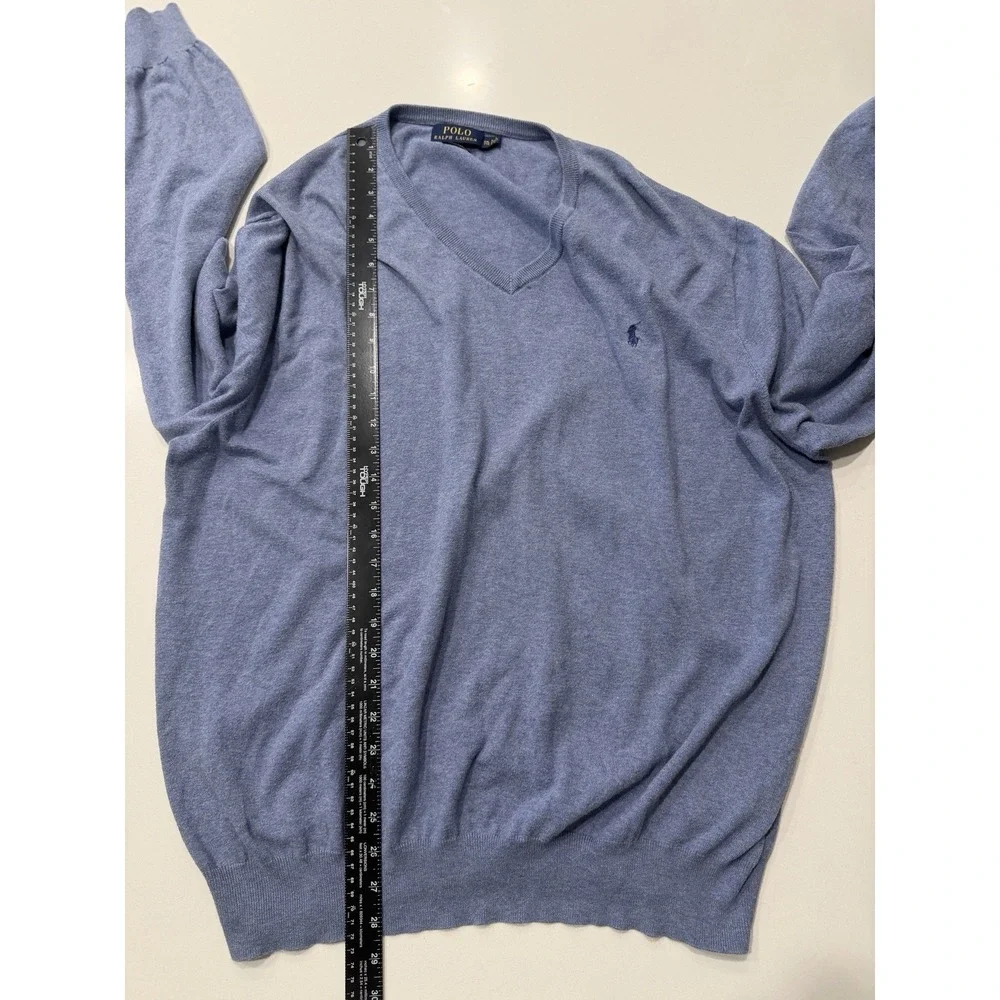 Polo Ralph Lauren Pima Cotton V-Neck Sweater Blue Mens XXL Pullover